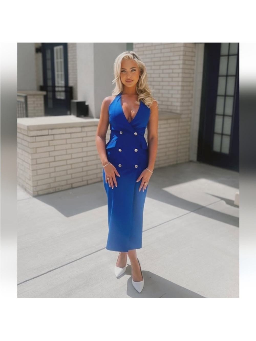 Zara Midi Blazer Dress Blue